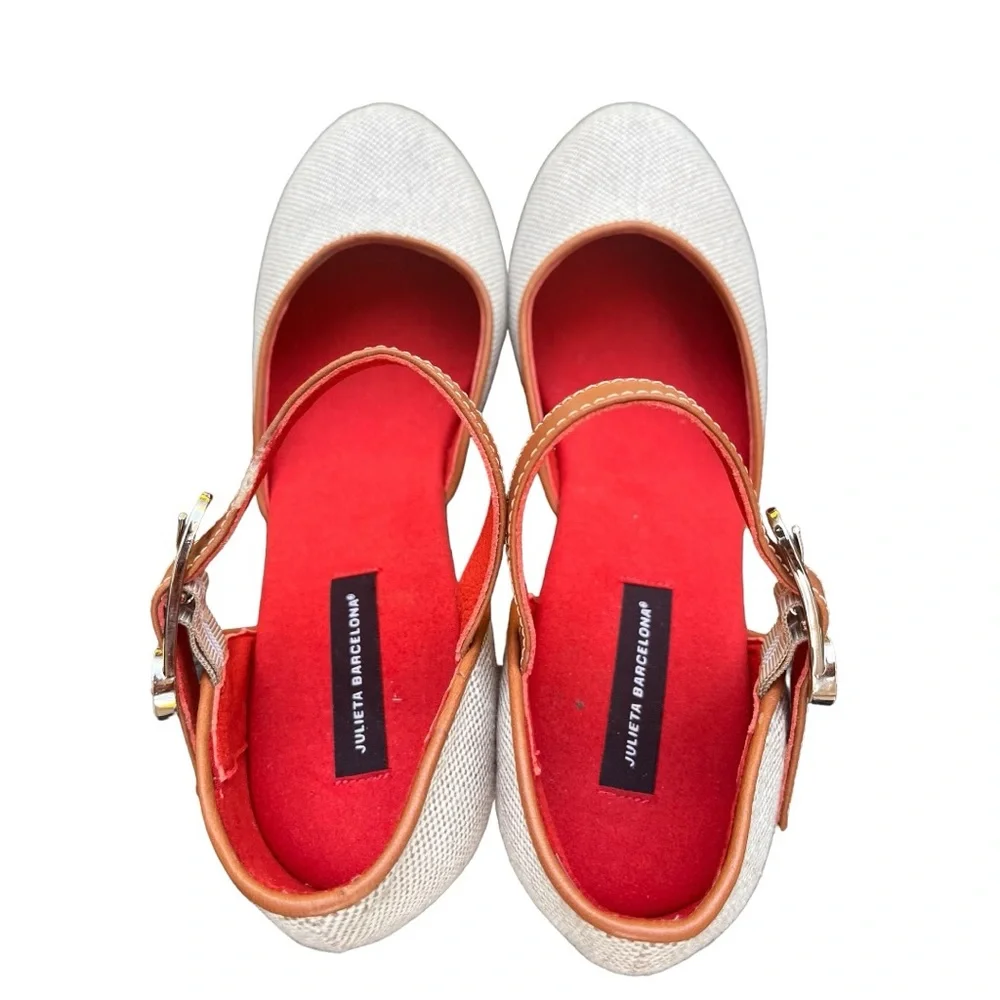 Julieta Barcelona Ona Espadrille Platform Sandals Tan Size 39 NWT
